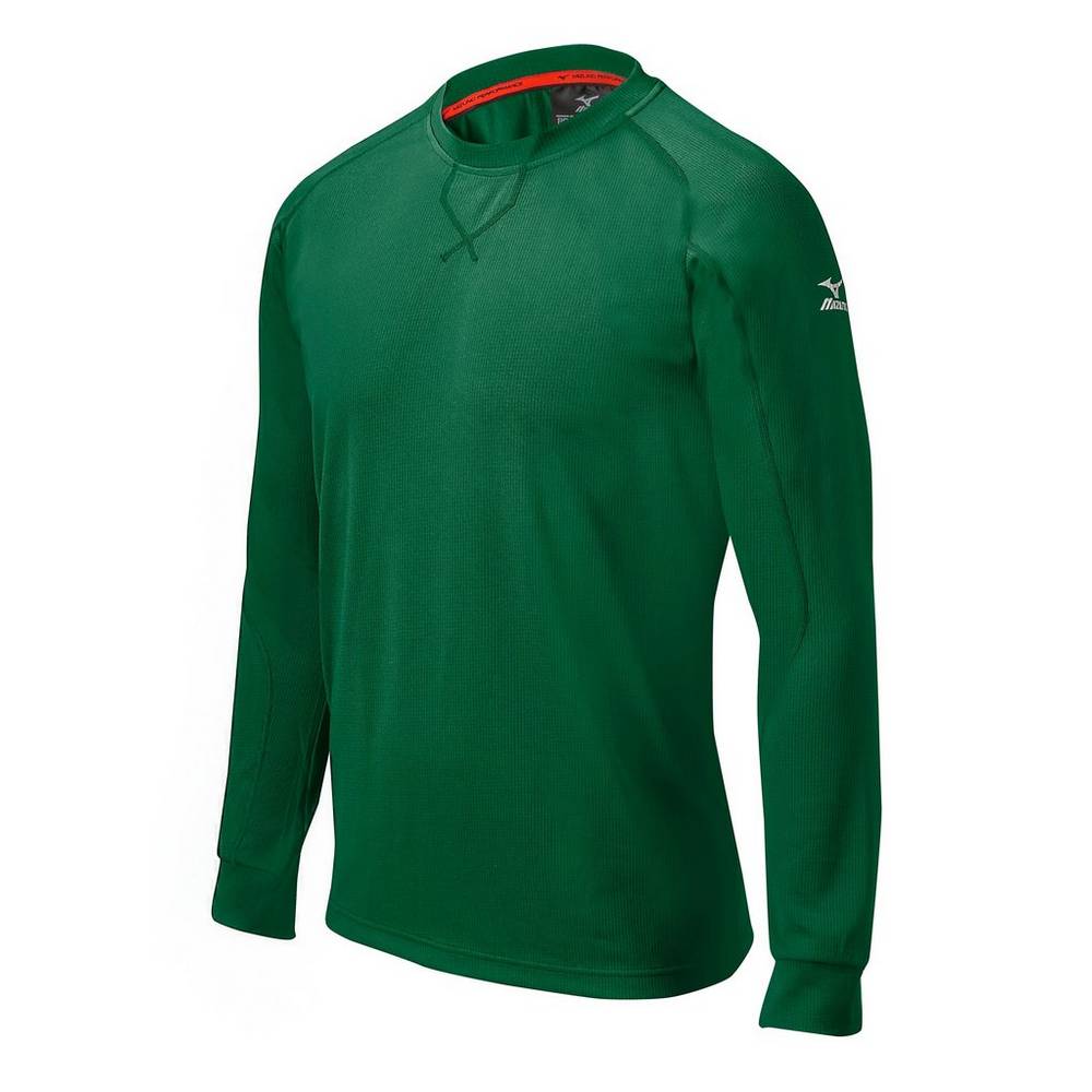 Blusa Mizuno Baseball Comp Long Sleeve Training - Homem - Verdes - GYVDU5984